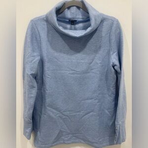 NWT Talbots Soft Cowl Neck Fleece Lined Pullover 3/4 Sleeve Beautiful Color Blue